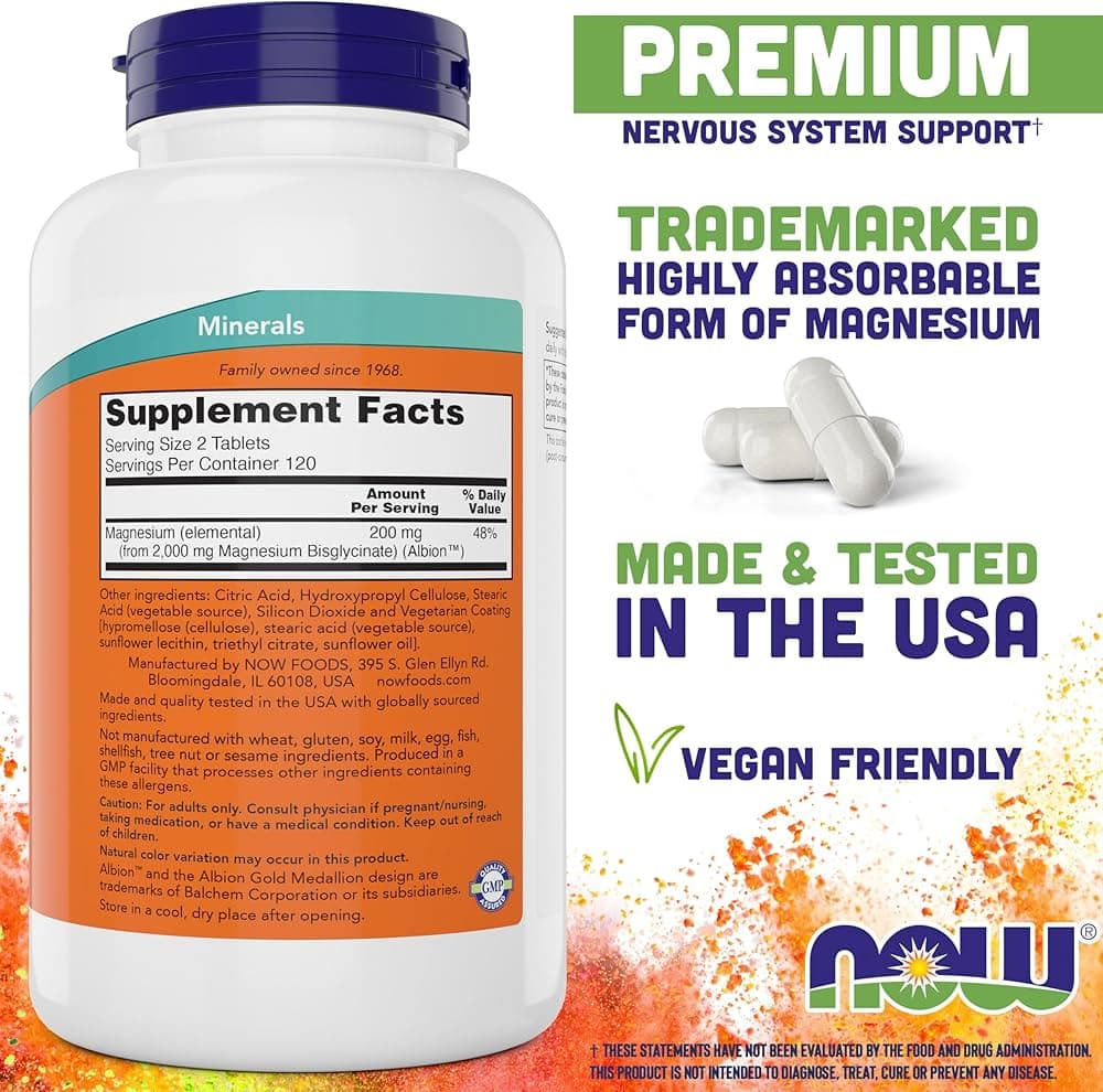 NOW Foods Magnesium Glycinate 200mg